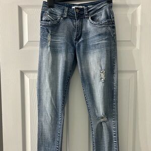 Wanna Betta Butt Distressed Blue Skinny Jeans